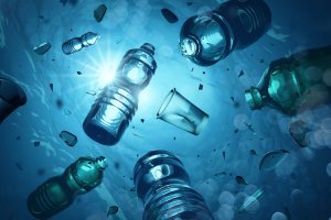 Plastic bottles in ocean causing Microplastic problem